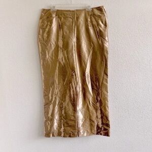 NWT Samantha Pleet High Rise Gold Metallic Pants